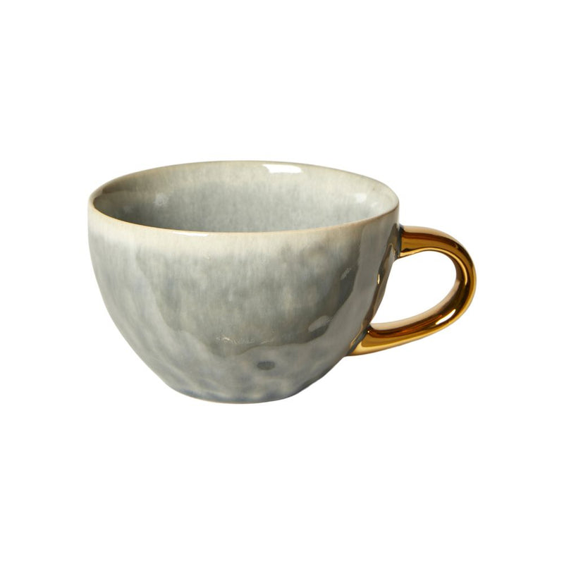 Tasse in Hellblau mit goldfarbenem Henkel – D10,2x9,2 cm