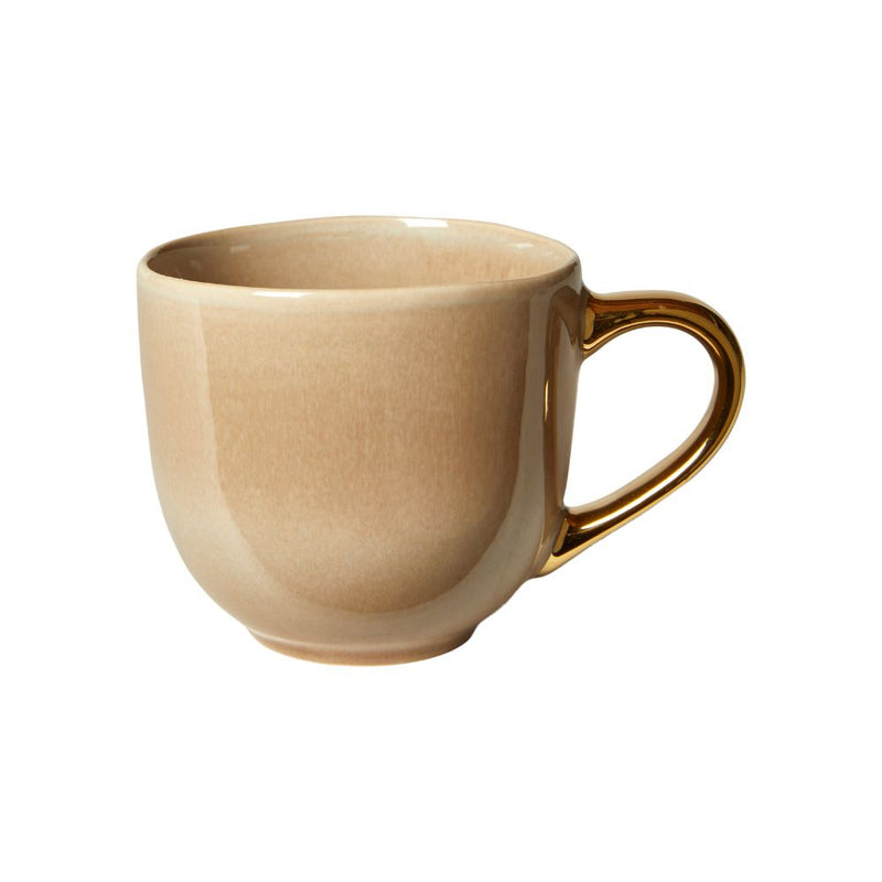Krus i beige med guldfarvet håndtag - D11x7 cm