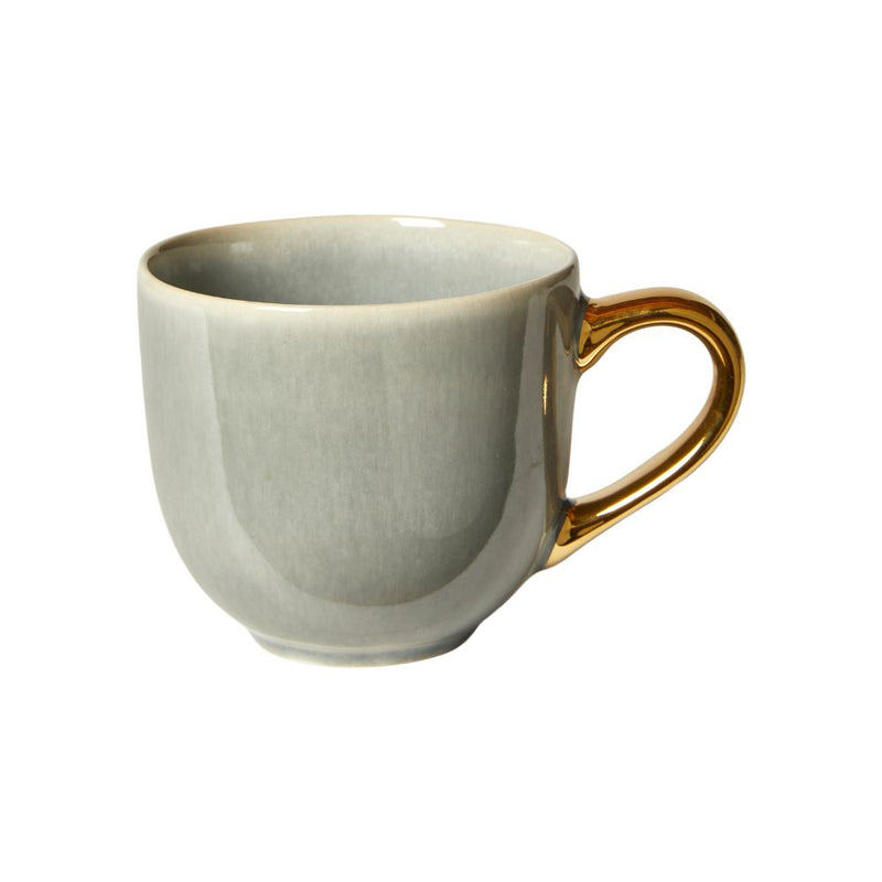 Tasse in Hellblau mit goldfarbenem Henkel – Ø11x7 cm