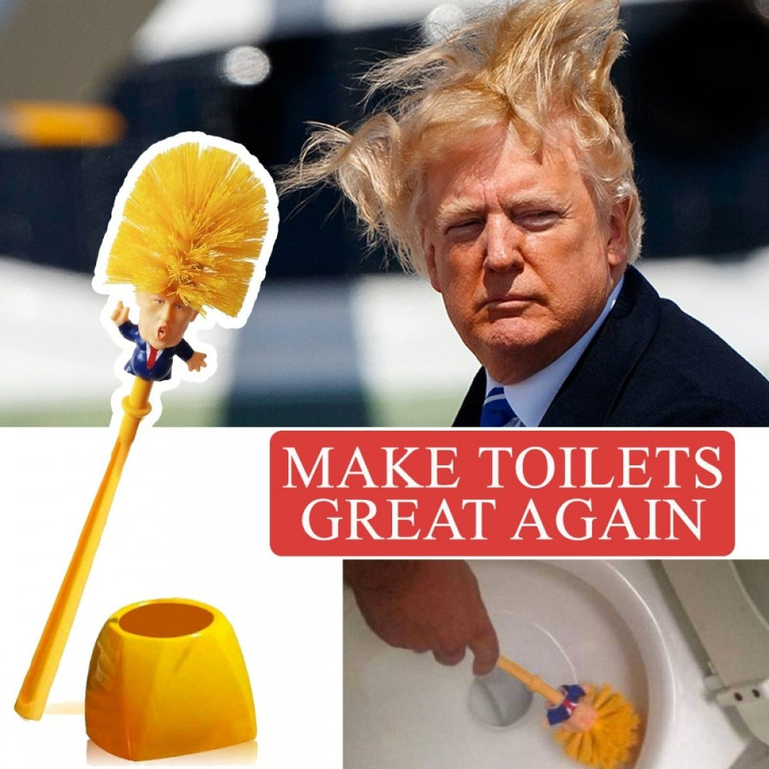 Trump toiletbørste med gult hår - plast