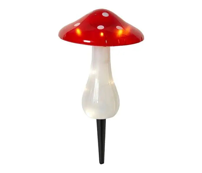 Solcellssvamp med spett Ø15x30 cm plast röd/vit
