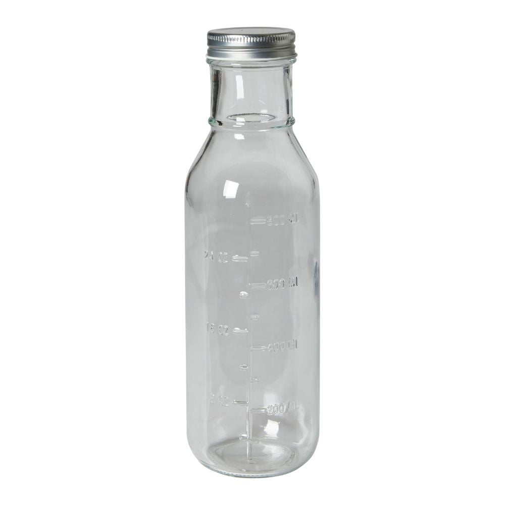 Glasflaska med metallock Ø8,2x28 cm klar