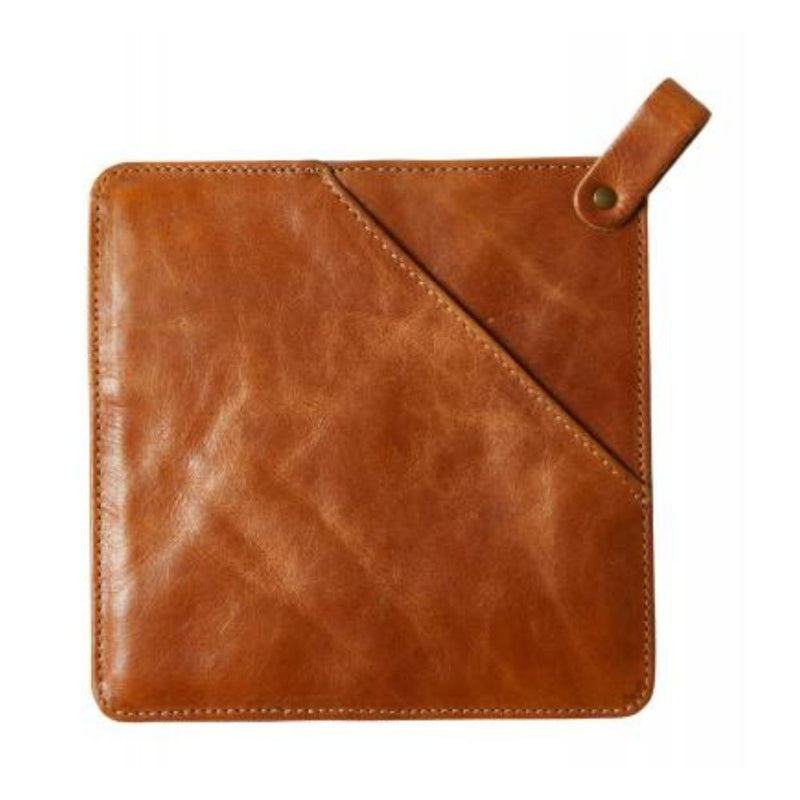 Grydelap med lomme 20x20 cm læder mat cognac