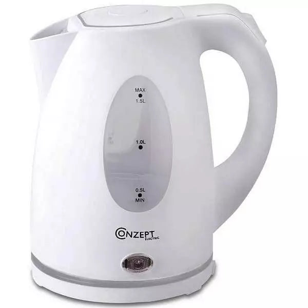 Conzept Wasserkocher, weiß, 1,5 l, verdecktes Heizelement, 2000 W