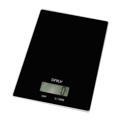 Daily køkkenvægt sort glas 10 kg. 1 grams interval 14,5×20×1,4 cm