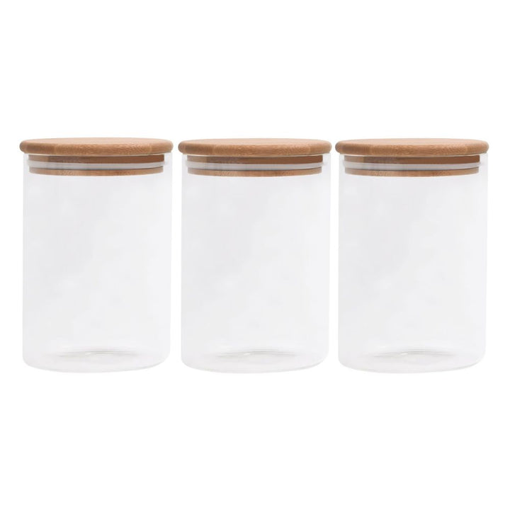 Conzept opbevaringsglas med akacielåg Ø9,5x15 cm 3 stk.