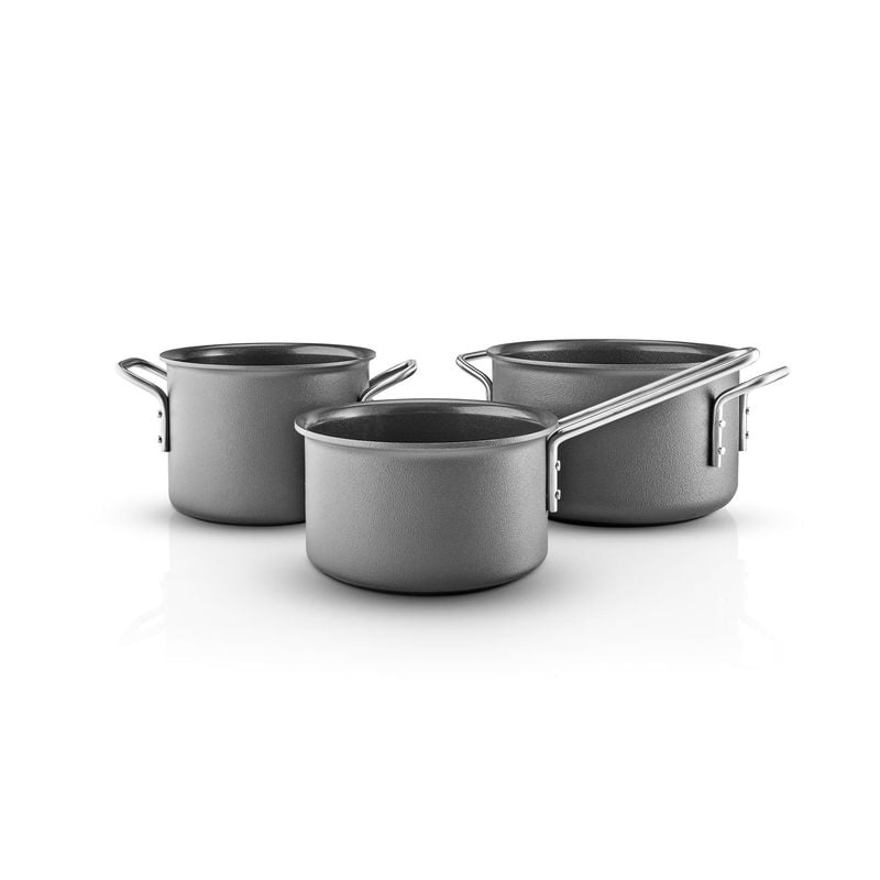 Eva Trio - Grey Line Grydesæt - 3 dele 1,1/2,5/3,8 liter - Rustfrit stål - Slip-Let® belægning