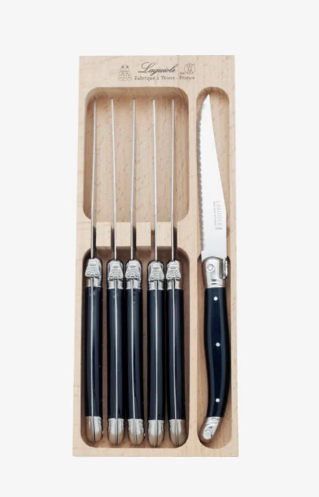 Laguiole by Hâws - stekknivar - Svart 6 st. - Rostfritt stål med plasthandtag