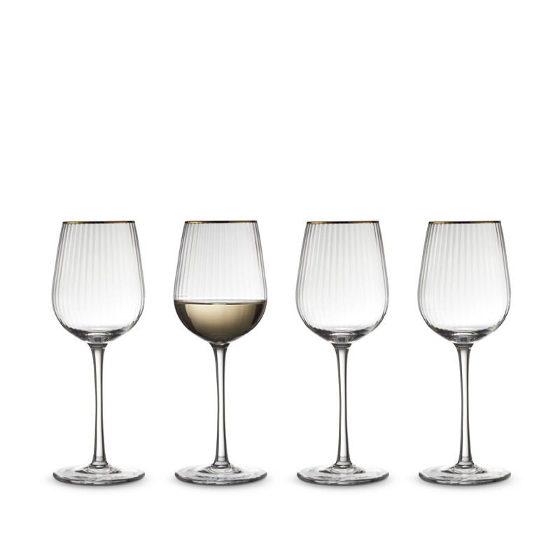 Lyngby Glas - Palermo Gold Hvidvinsglas 30 cl. 4 stk.
