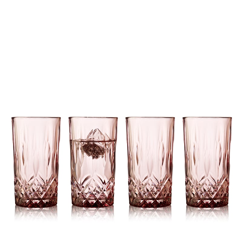 Lyngby Glas - Highball Sorrento vattenglas/dryckesglas - 38 cl - 4 st - rosa