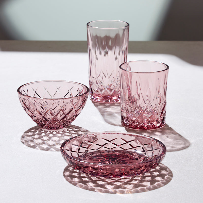 Lyngby Glas - Highball Sorrento vandglas/drinksglas - 38 cl. 4 stk. - pink