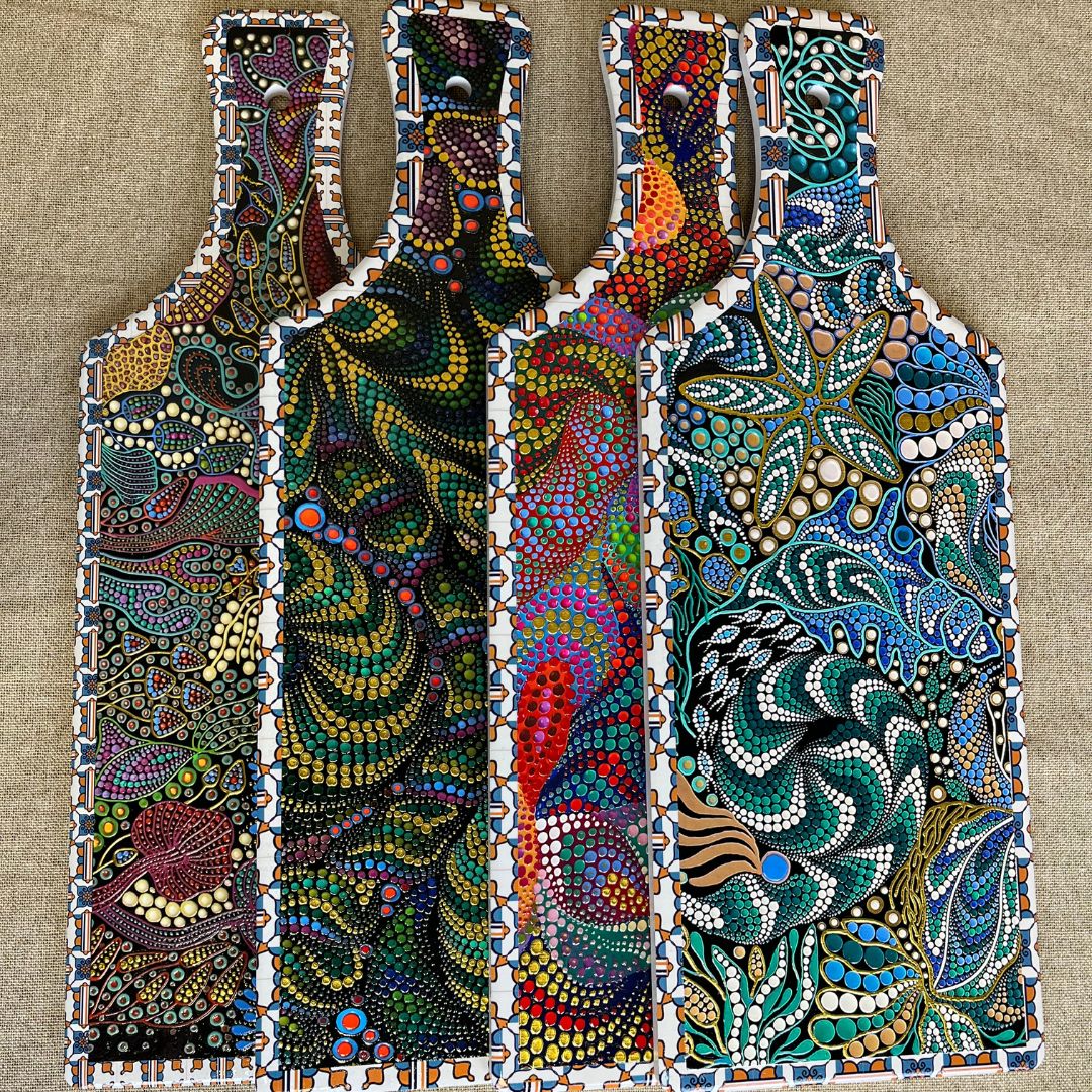 Serveringsbræt keramik 14,5x40 cm 4 ass.