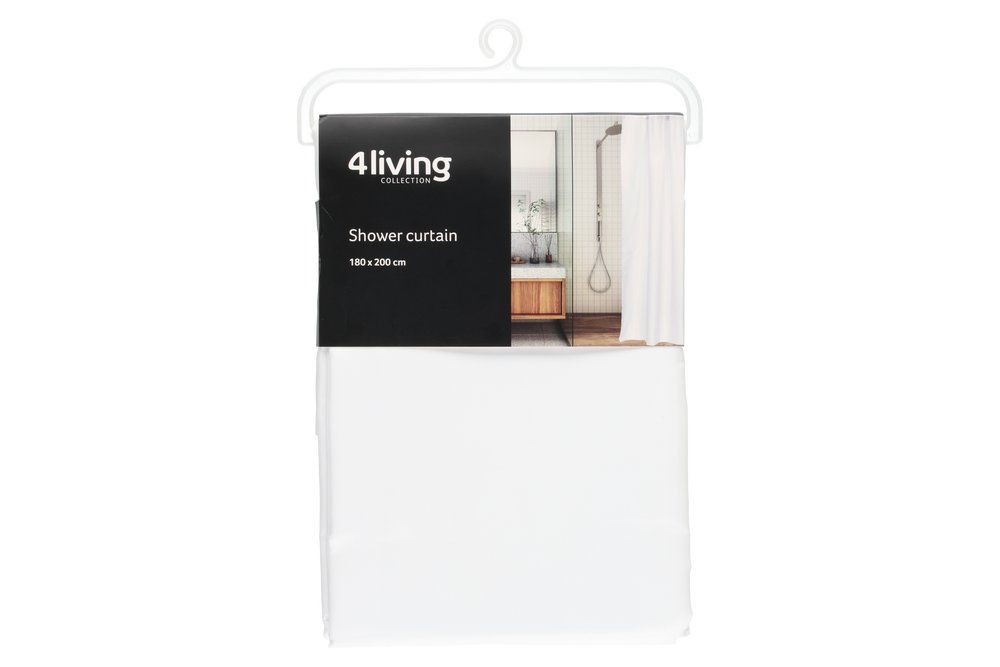 4Living - Duschdraperi 180 x 200 med ringar vit