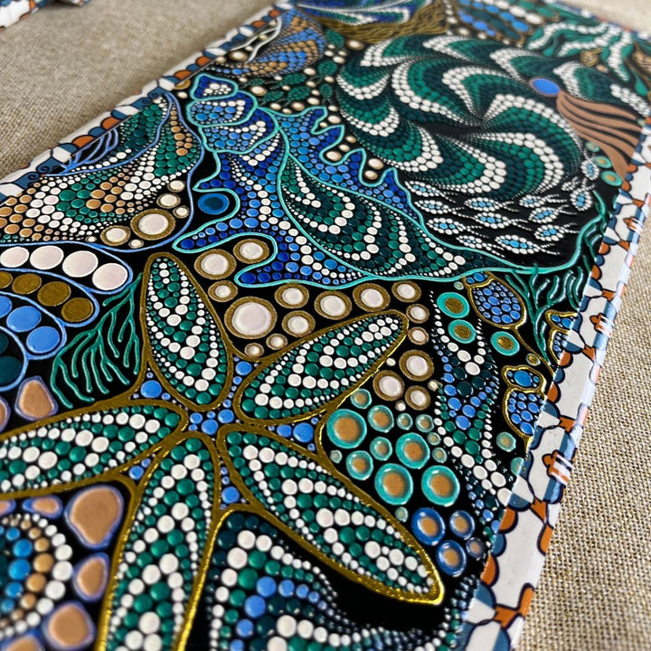 Serveringsbræt keramik 14,5x40 cm 4 ass.