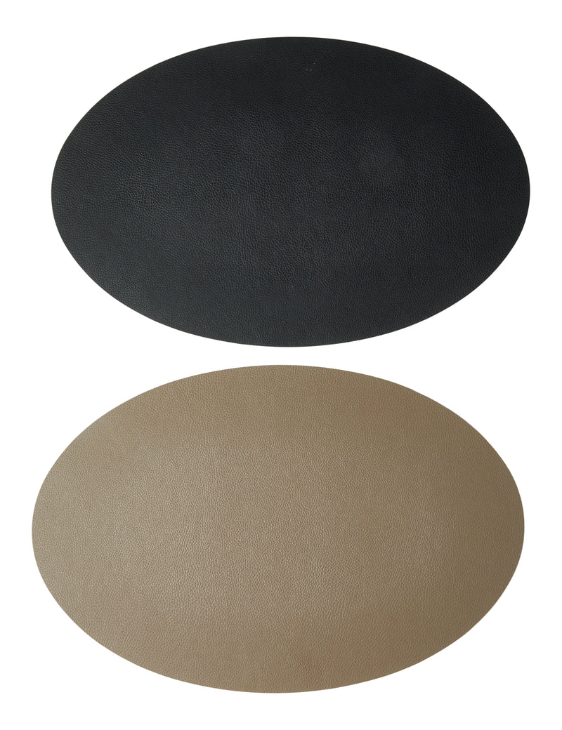 Platzset – Curved PU Soft 41x33 cm – Taupe/Schwarz, wendbar