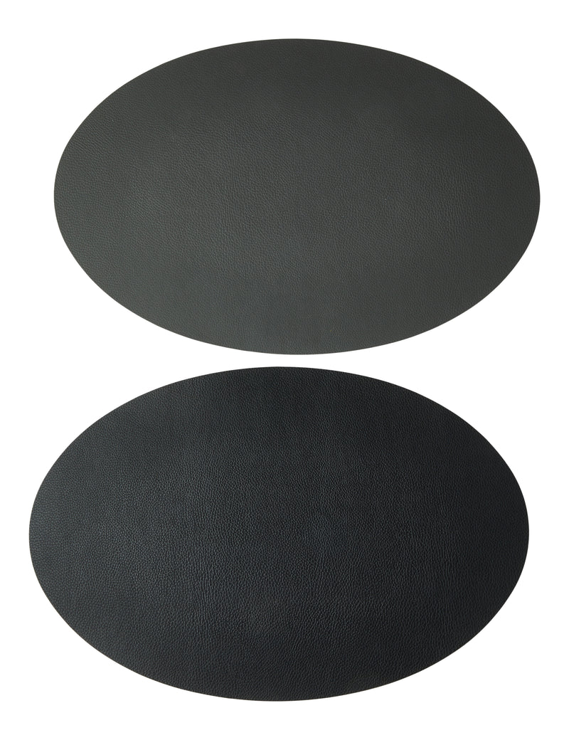 Platzset – Gebogenes, weiches PU-Leder, 41 x 33 cm, dunkelgrau/schwarz, wendbar