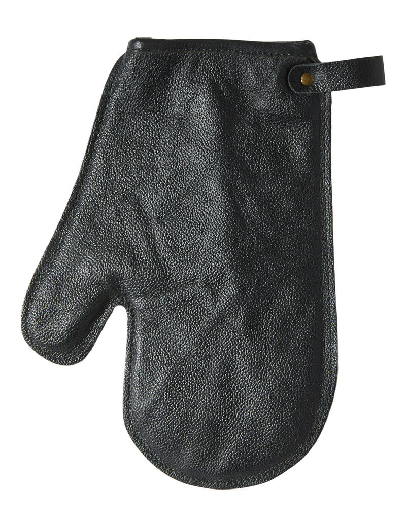 Grillhandschuh aus Leder, matt schwarz