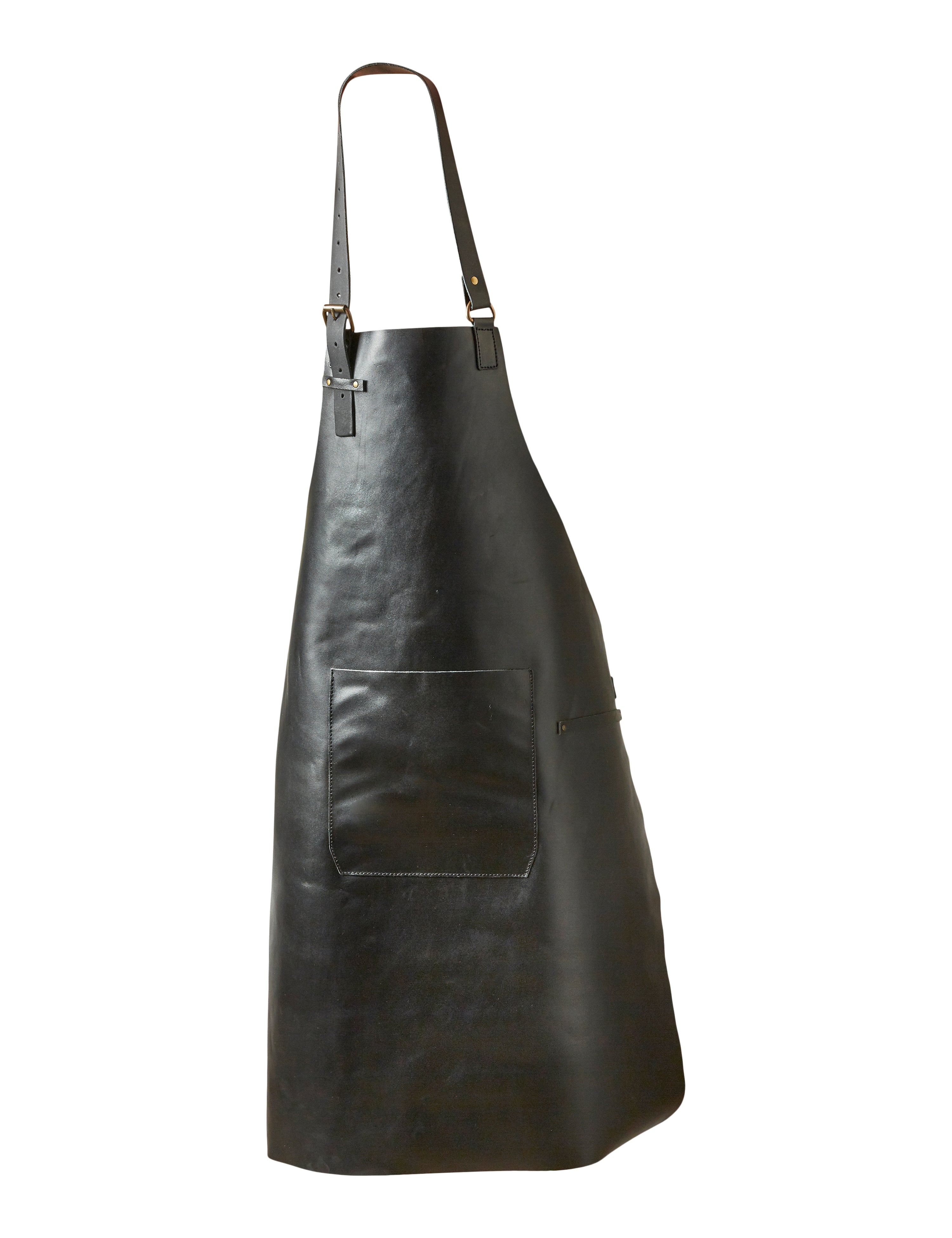 Förkläde med ficka B65xL90 cm läder svart