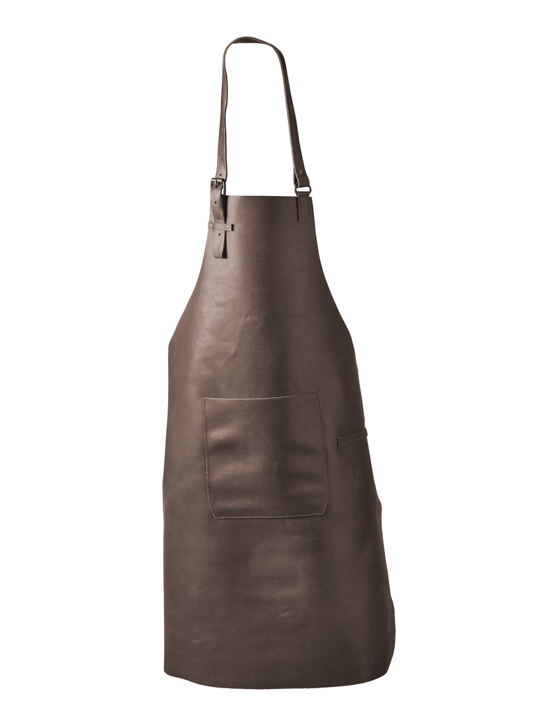 Schürze mit Tasche, 65 x 90 cm, Leder, dunkelbraun