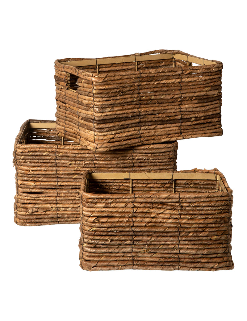 Korbset, 3er-Set mit Griff, H20/18/15, Bananen-Natur