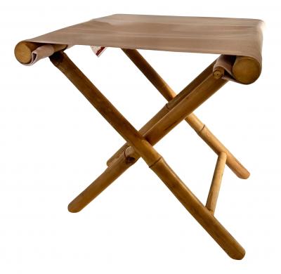 Skammel med polyester 40x40x40 cm bambus natur