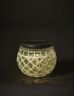 Solar bordlys mosaik Ø10xH9 cm grøn
