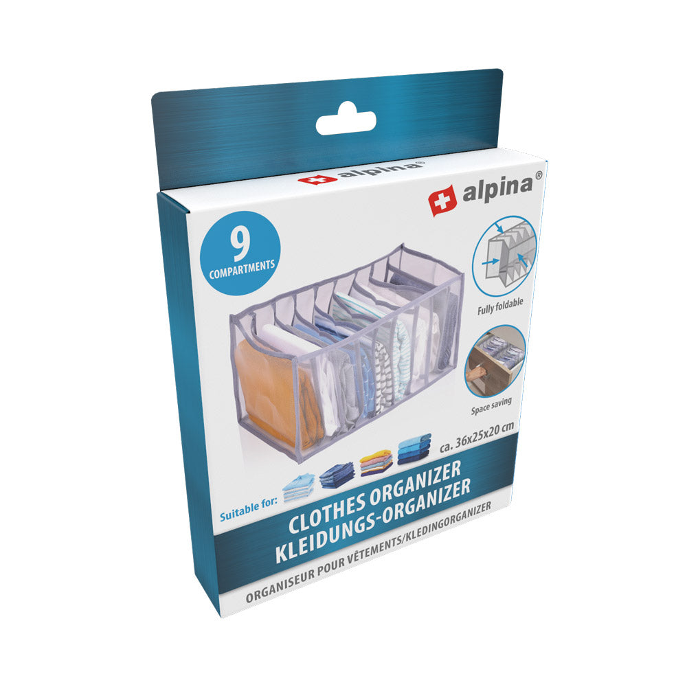 Alpina - Opbevaring til tøj med 9 rum - 36x25x20