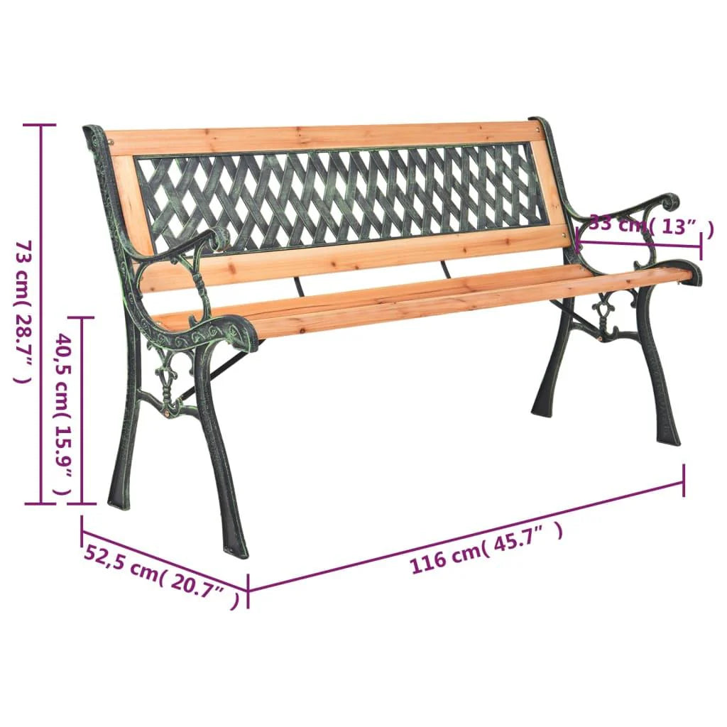 Lifetime Garden - Havebænk i støbejern og massivt grantræ - 116 cm