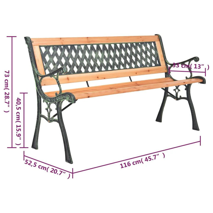 Lifetime Garden - Havebænk i støbejern og massivt grantræ - 116 cm