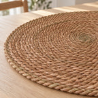 Dækkeserviet rattan Ø38 cm tæt på, detaljer og materiale