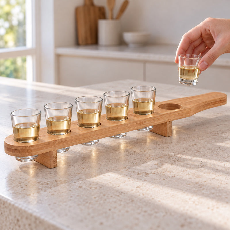 Shotglas på bakke 7 dele i brug