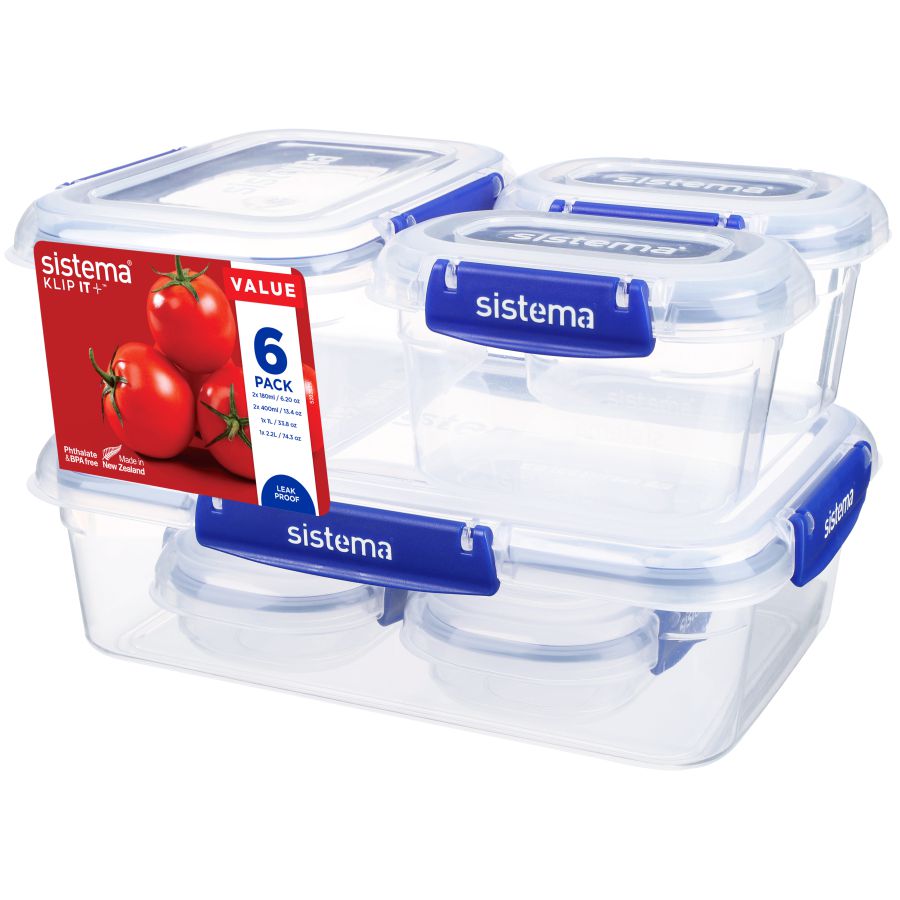 Sistema - Opbevaringsbokse Klip-It Plus 6-pack