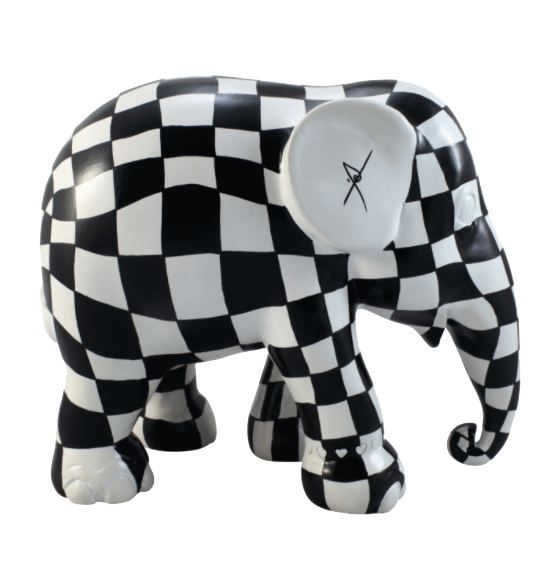 Elephant Parade – Schwarz-weiß kariert – 15 cm.