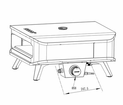 Cozze - 17" pizzaovn til gas - med termometer og pizzasten 8,0KW