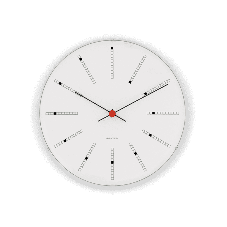 Arne Jacobsen - Bankers Vægur Ø21 cm hvid/sort/rød