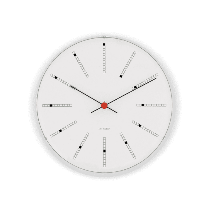 Arne Jacobsen - Bankers Vægur Ø21 cm hvid/sort/rød