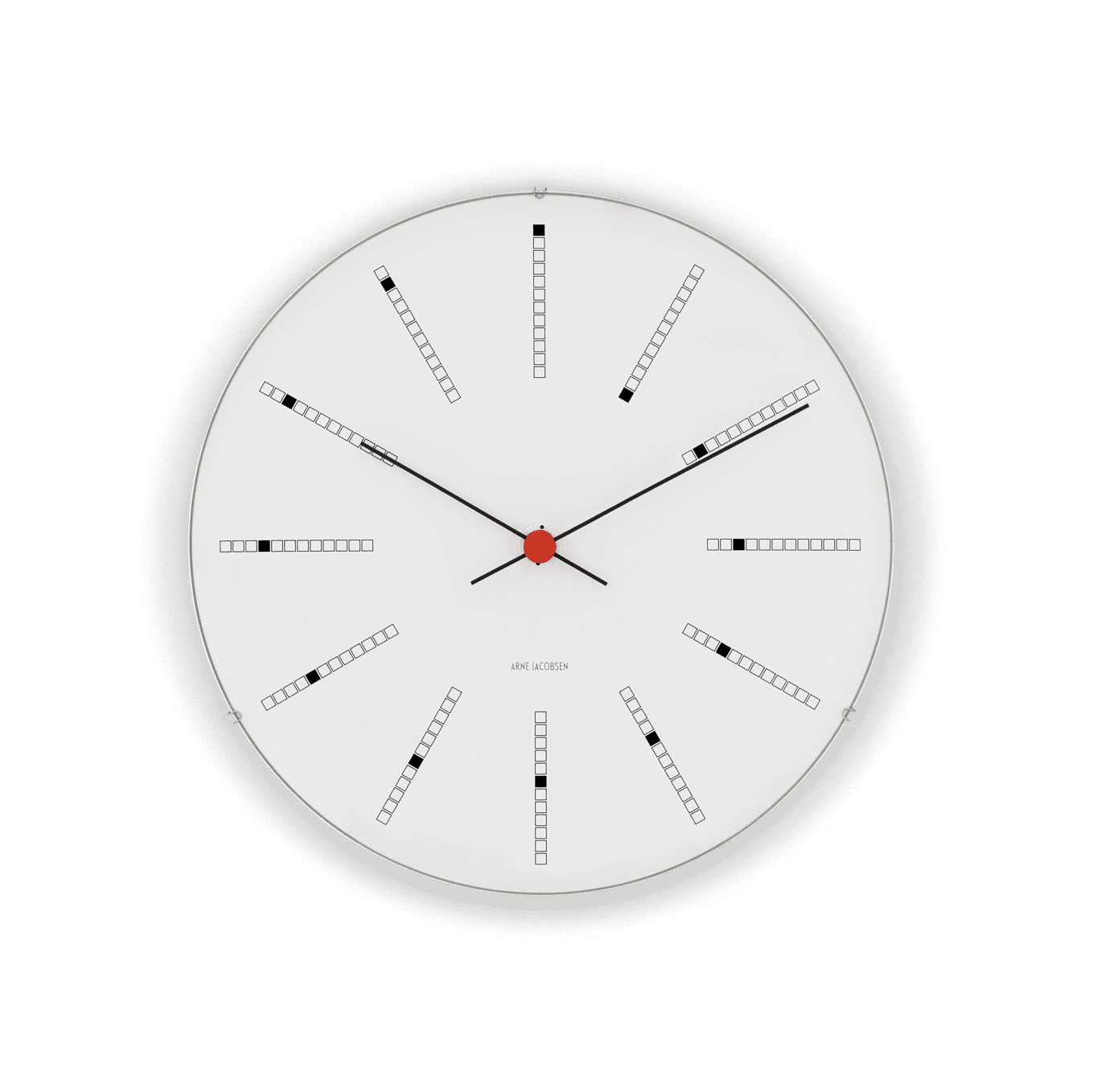 Arne Jacobsen - Bankers Vægur Ø29 cm hvid/sort/rød