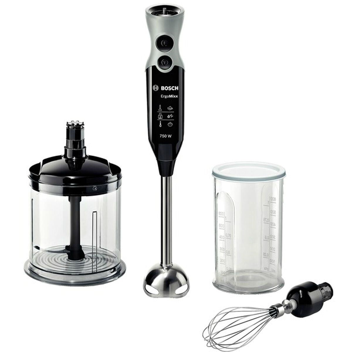 Bosch - Stavblender 750W m/hakker og piskeris, stålstav