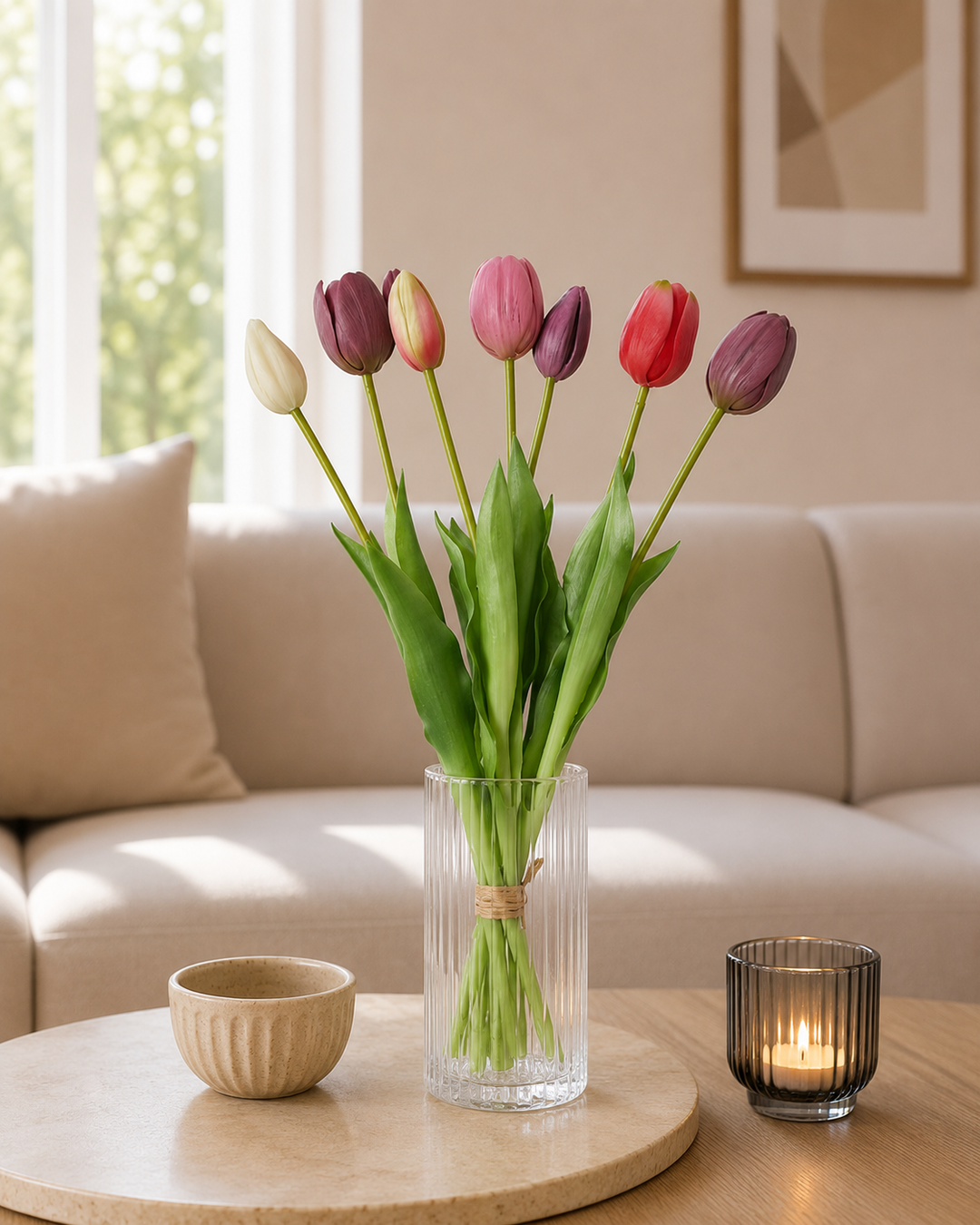 Tulipan buket 7 stk. 39 cm multi rosa/lilla