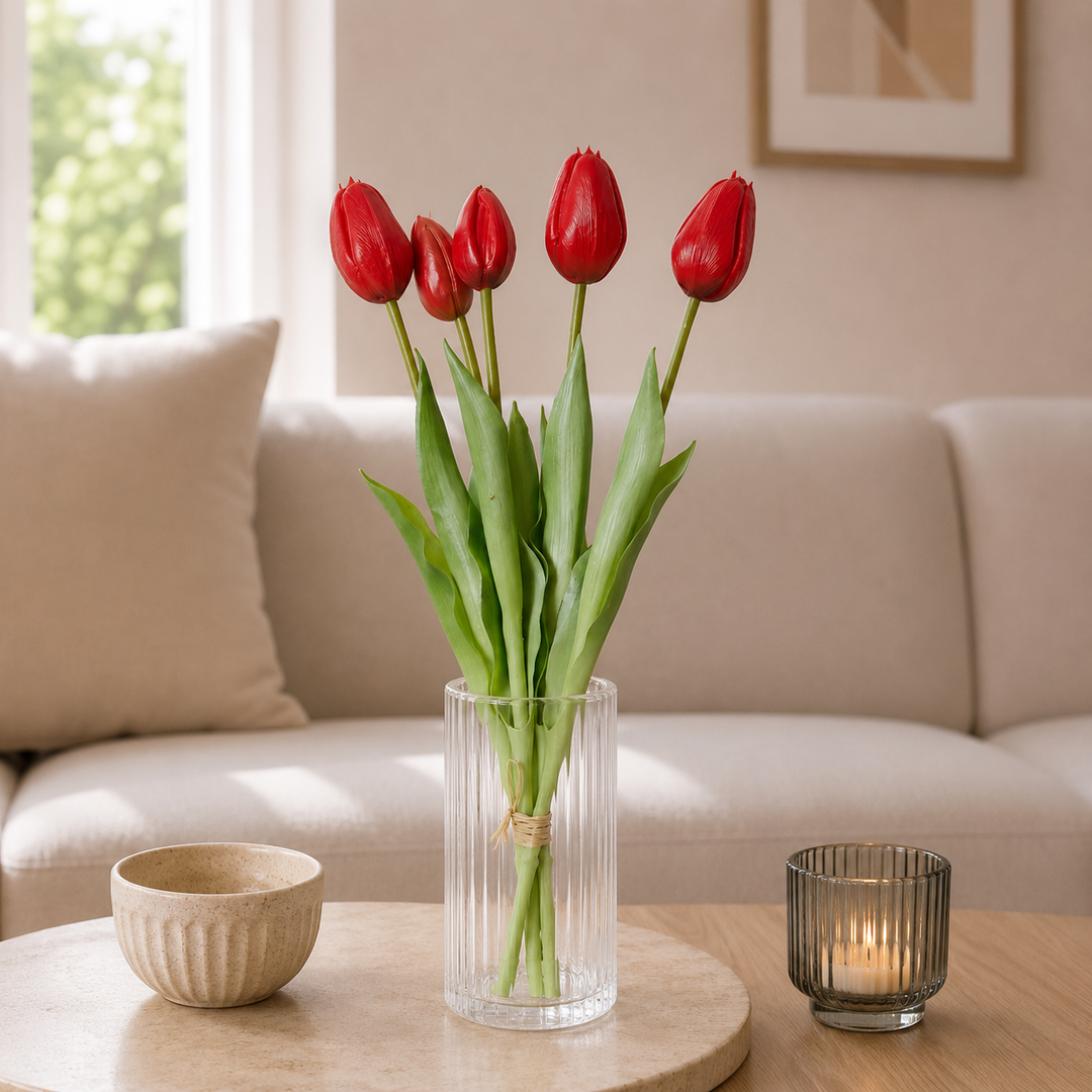 Tulipan buket 5 stk. 39 cm rød