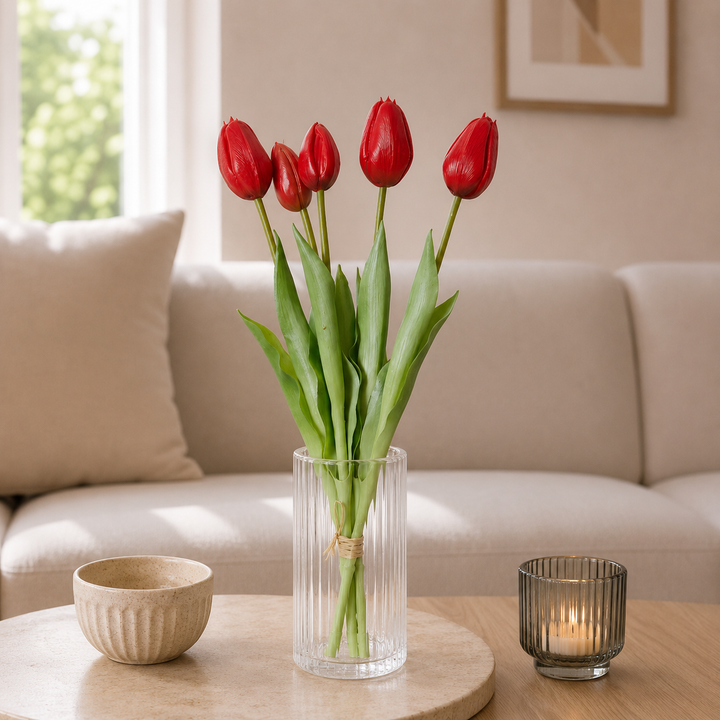 Tulipan buket 5 stk. 39 cm rød