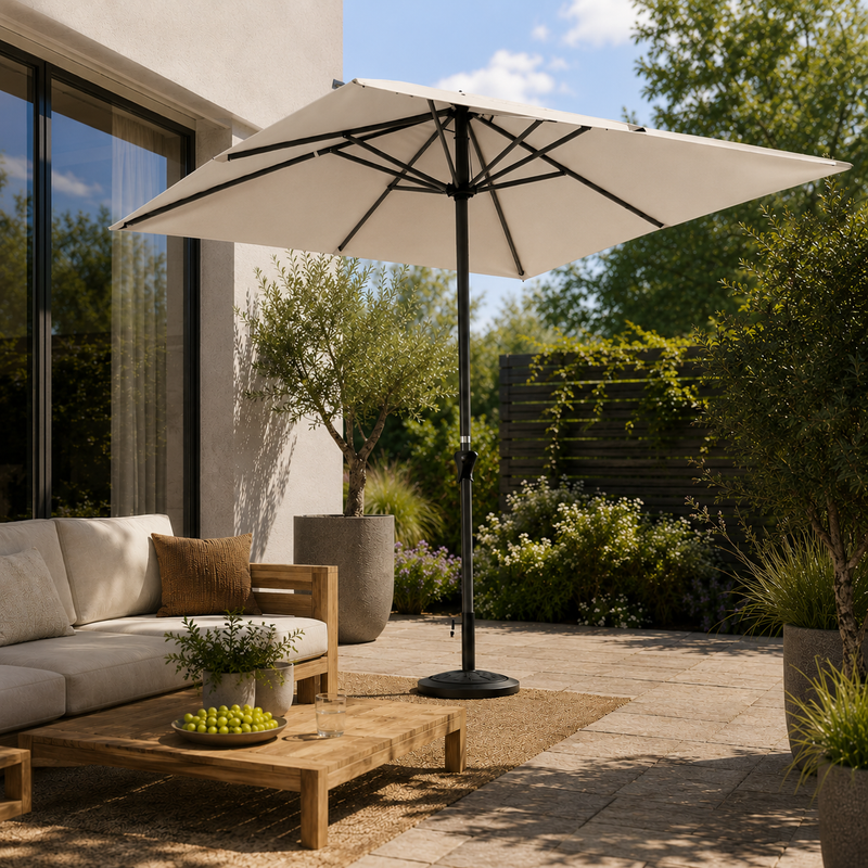 Girona parasoll alu 3x3 m med hiss natur