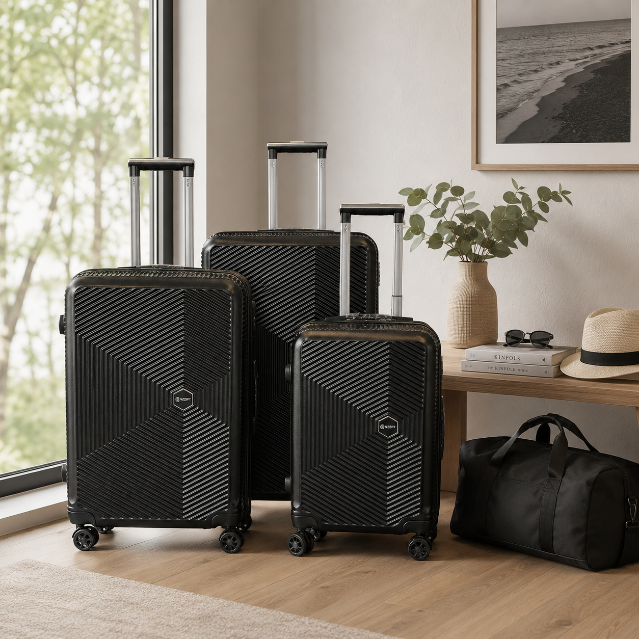 Conzept - Flykuffertsæt sort ABS 3 dele 20"+24"+28"