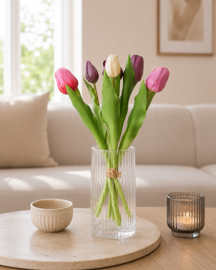 Tulipan buket 7 stk. 31 cm multi rosa/lilla