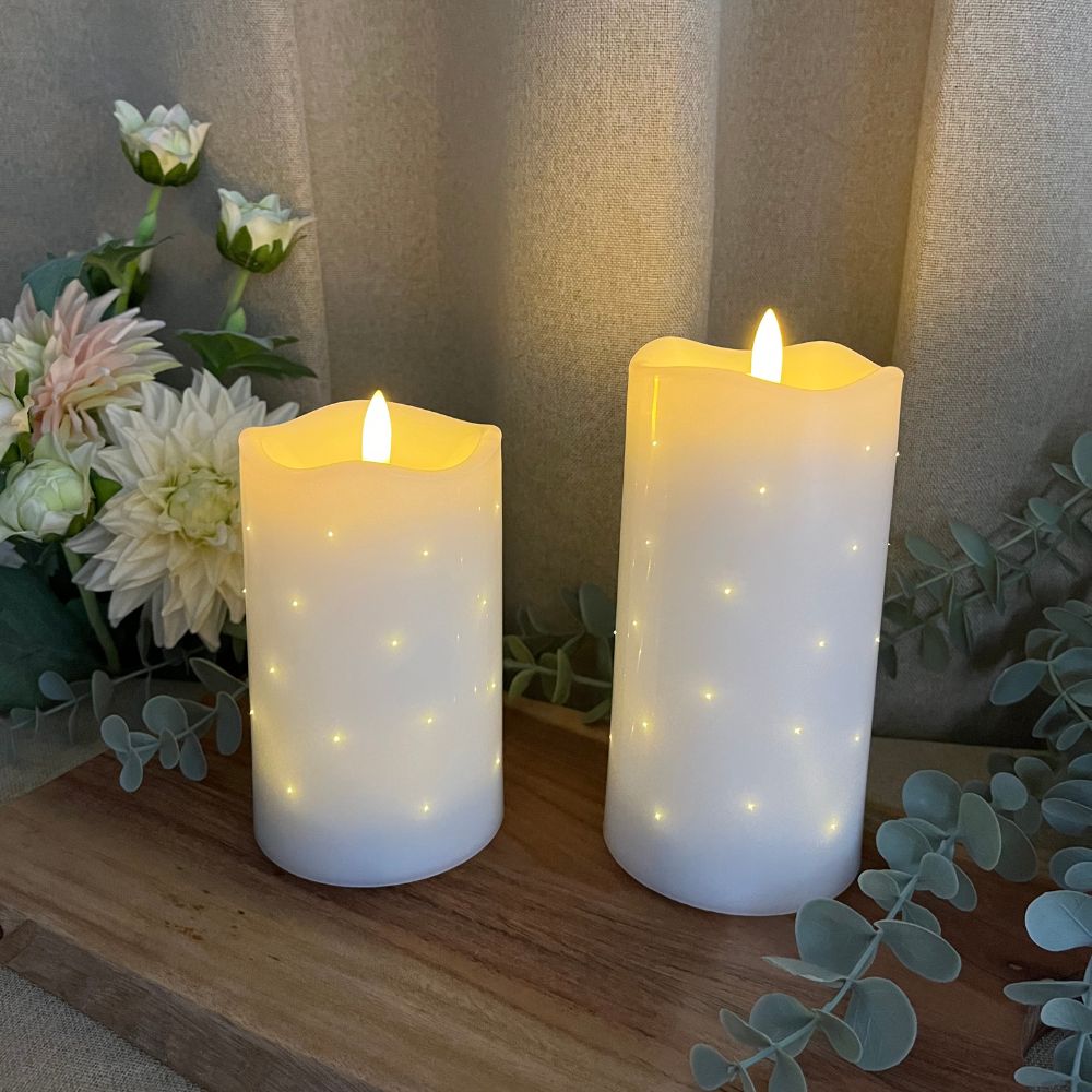 LED bloklys twinkle - sæt med 2 stk.