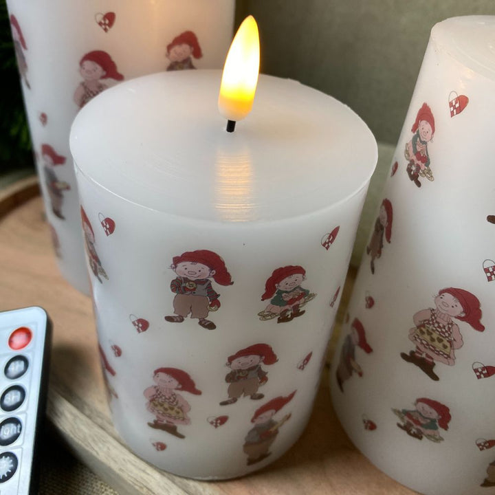 LED-vaxljus 3 st. jultomtar - med fjärrkontroll 