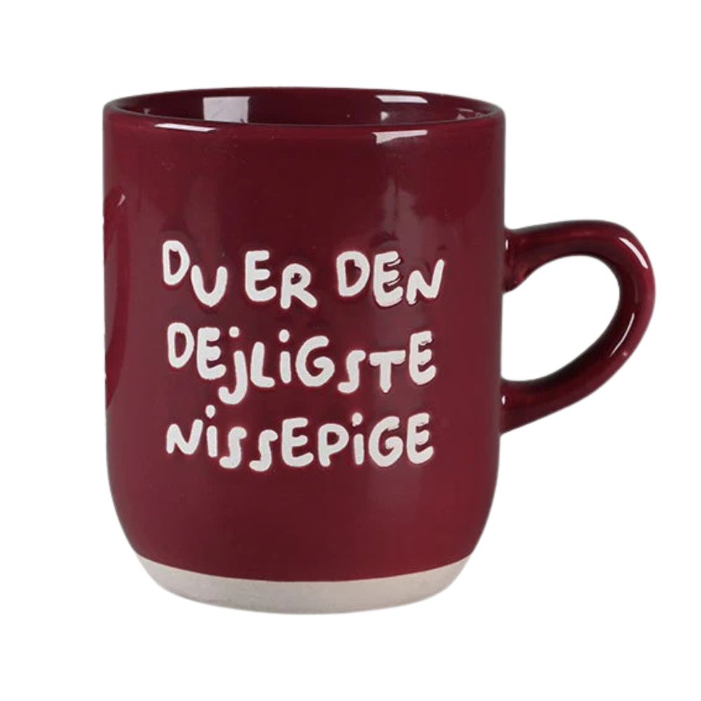 Det gamle apotek - Krus 30 cl. rød - Du er den dejligste nissepige
