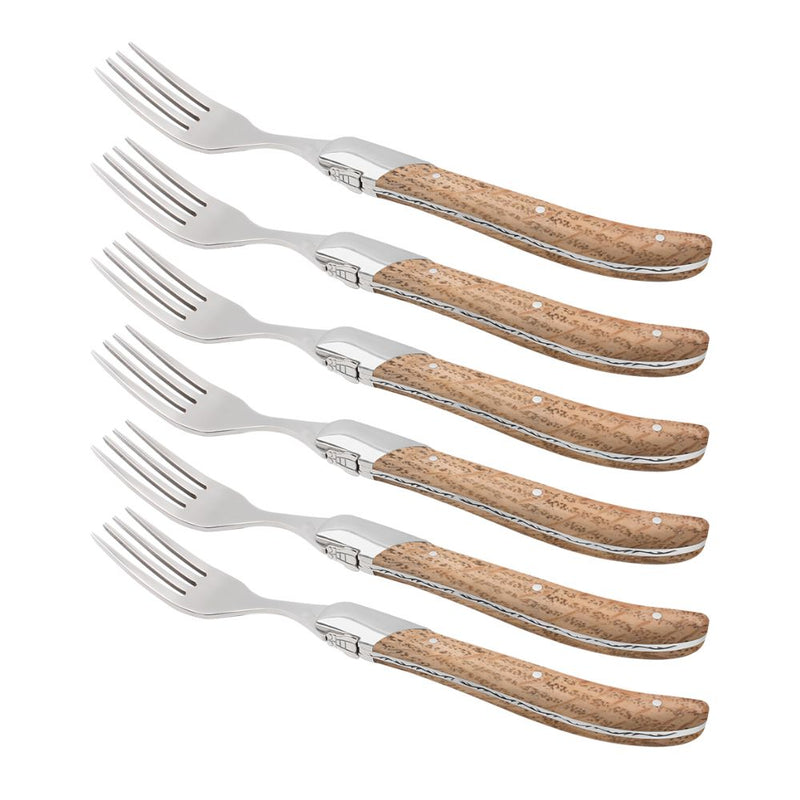Laguiole by Haws Steakgabeln, 6 Stück, Eiche