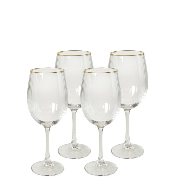 Vitvinsglas 35 cl. räfflat med guldkant - 4 st.