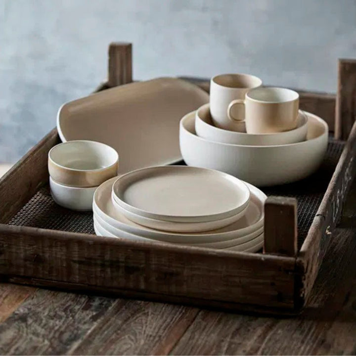 Studio Round - Serveringsfad North 38 x 19 cm Matte white/Matte sand